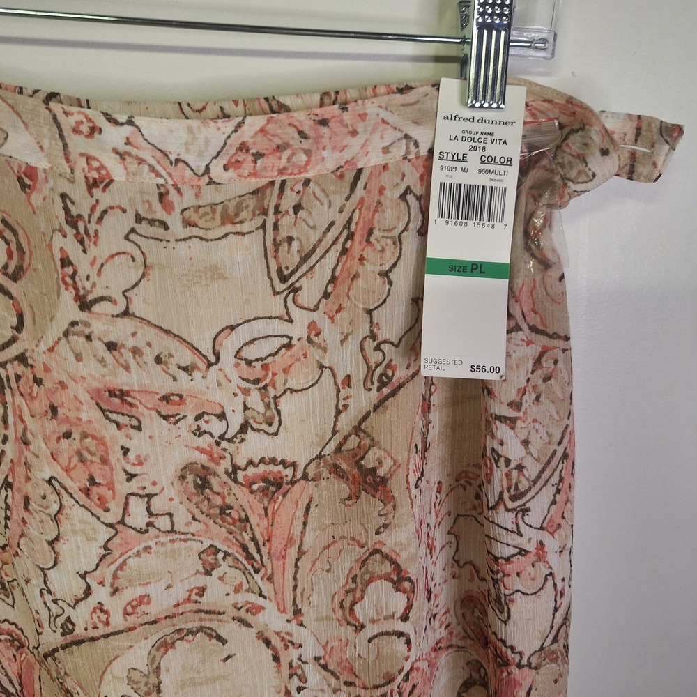 NWT Alfred Dunner Pink and Tan Paisley Skirt Size Large P